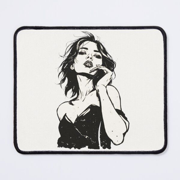Item preview, Dark Noir Aesthetic Vintage Woman Ink Portrait designed and sold by ERODED SELF.