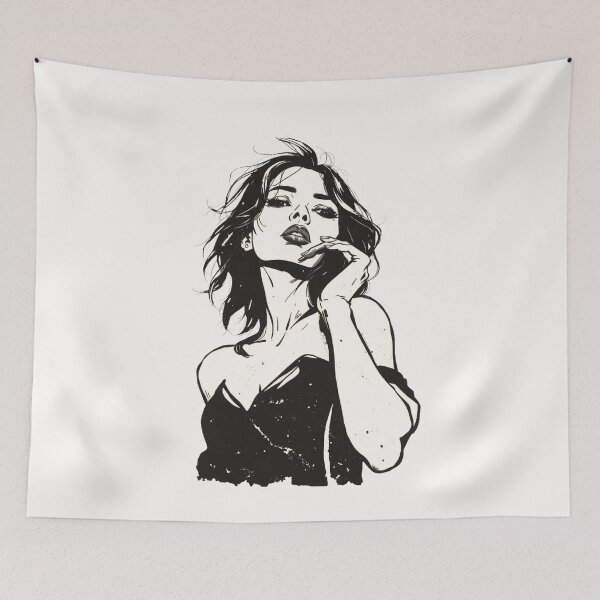 Item preview, Dark Noir Aesthetic Vintage Woman Ink Portrait designed and sold by ERODED SELF.