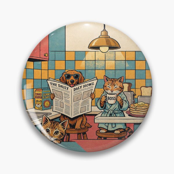 Item preview, Retro Pets Daily Howl Breakfast Cartoon designed and sold by KMKDesignStudio.