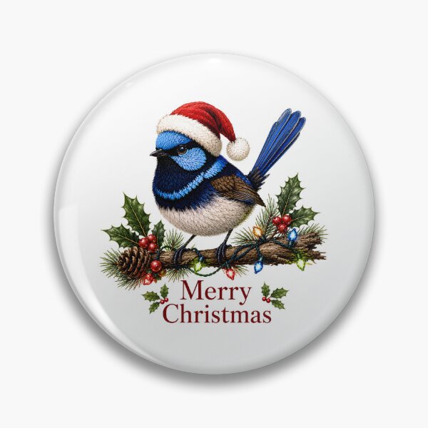 Item preview, Superb Fairywren Christmas – Merry Christmas Australian Fairy Wren with Santa Hat designed and sold by SVALANART.