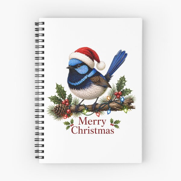Item preview, Superb Fairywren Christmas – Merry Christmas Australian Fairy Wren with Santa Hat designed and sold by SVALANART.