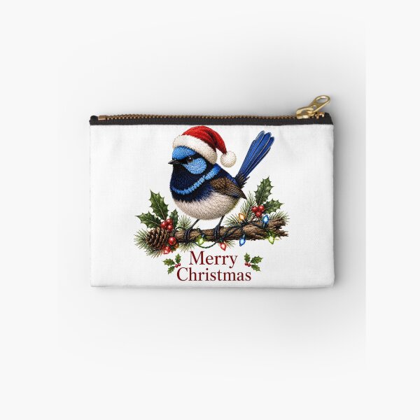 Item preview, Superb Fairywren Christmas – Merry Christmas Australian Fairy Wren with Santa Hat designed and sold by SVALANART.