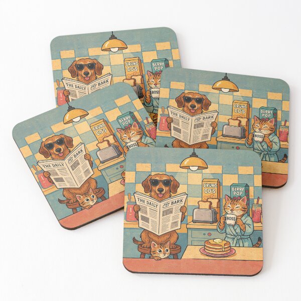 Item preview, Vintage Pets Breakfast Club Cartoon Art designed and sold by KMKDesignStudio.