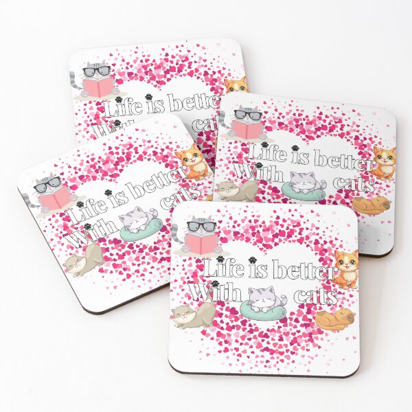 Item preview, Life Is Better With Cats Cute Heart Pattern designed and sold by KMKDesignStudio.