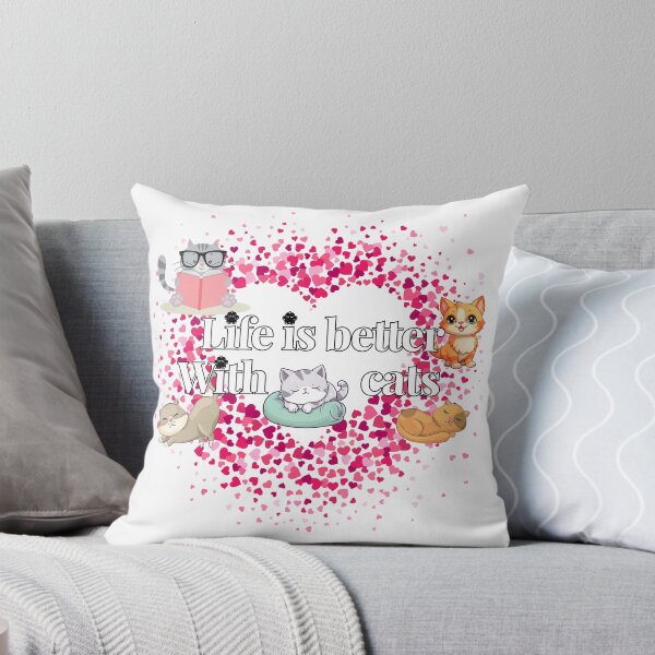 Item preview, Life Is Better With Cats Cute Heart Pattern designed and sold by KMKDesignStudio.