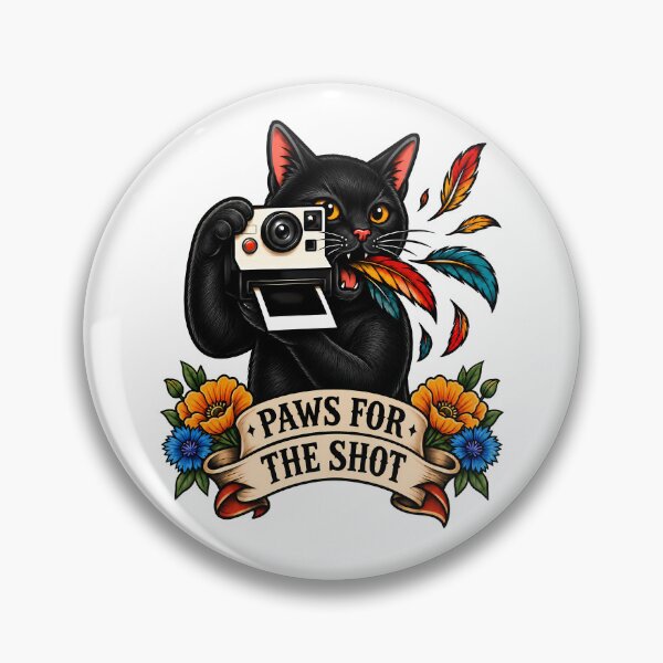 Item preview, Paws For The Shot Black Cat Camera Tattoo designed and sold by Old's Cool Cat Studio.