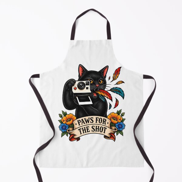 Item preview, Paws For The Shot Black Cat Camera Tattoo designed and sold by Old's Cool Cat Studio.