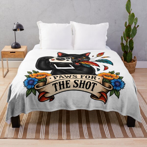 Item preview, Paws For The Shot Black Cat Camera Tattoo designed and sold by Old's Cool Cat Studio.
