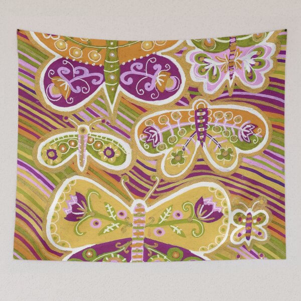 Item preview, Colorful Folk Art Butterfly Garden designed and sold by Fani*.