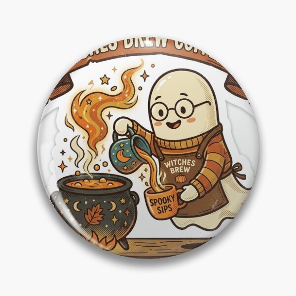 Item preview, Witches Brew Coffee Co Ghost Barista Funny Halloween Coffee Sticker designed and sold by RetroVibe Supply.