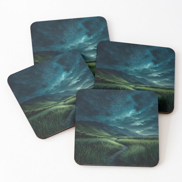 Item preview, Midnight Mountain Meadow – Starry Sky Dreamscape & Moody Nature Landscape designed and sold by IRON SIREN.