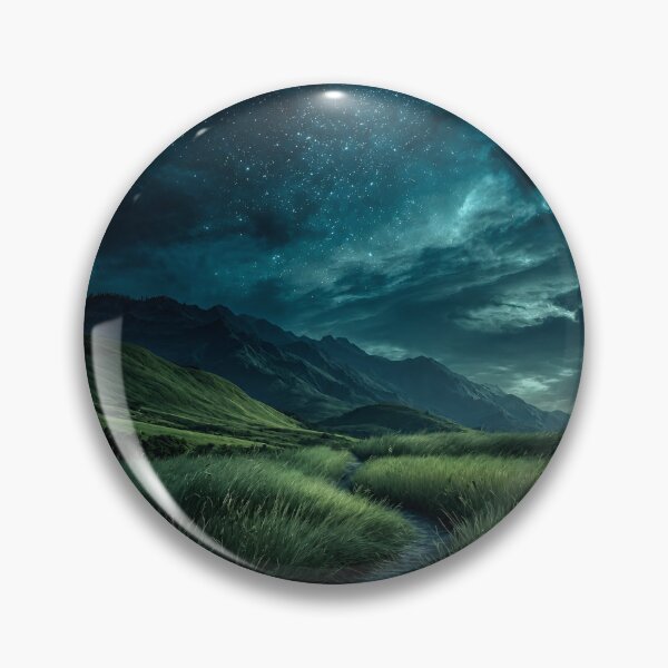 Item preview, Midnight Mountain Meadow – Starry Sky Dreamscape & Moody Nature Landscape designed and sold by IRON SIREN.