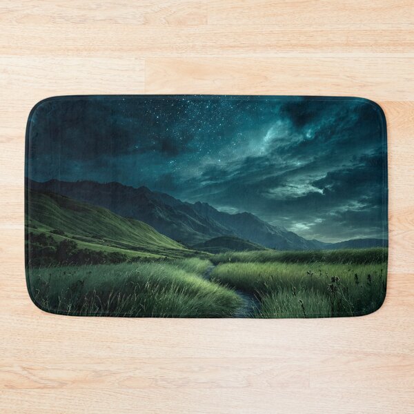 Item preview, Midnight Mountain Meadow – Starry Sky Dreamscape & Moody Nature Landscape designed and sold by IRON SIREN.
