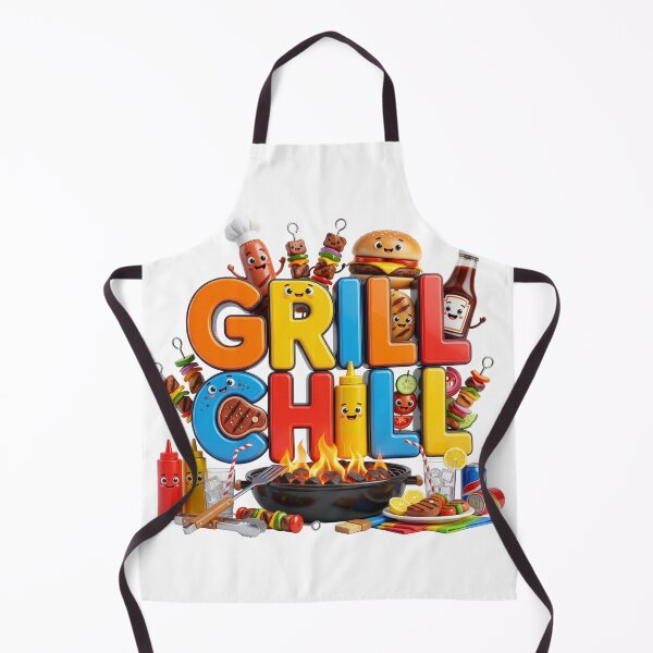 Item preview, Grill and Chill 3D BBQ Party Cartoon Typography designed and sold by KMKDesignStudio.