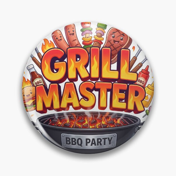 Item preview, Grill Master BBQ Party Cartoon Fire Typography designed and sold by KMKDesignStudio.