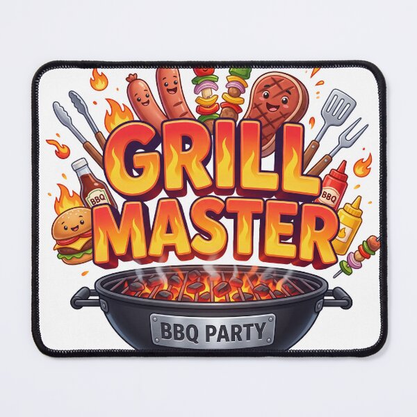 Item preview, Grill Master BBQ Party Cartoon Fire Typography designed and sold by KMKDesignStudio.