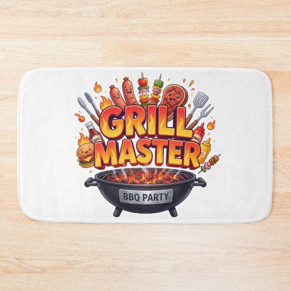 Item preview, Grill Master BBQ Party Cartoon Fire Typography designed and sold by KMKDesignStudio.