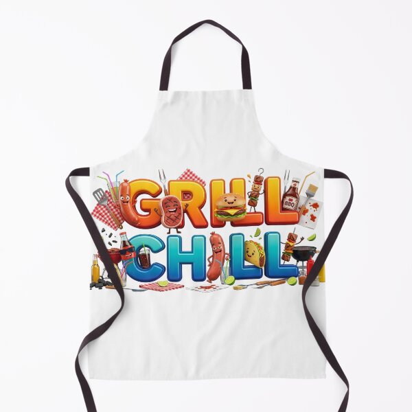 Item preview, Grill and Chill Cute Cartoon BBQ Typography designed and sold by KMKDesignStudio.