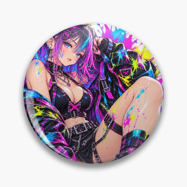 Item preview, Neon Chaos: Cyberpunk Paint Splash Girl designed and sold by Kubbykat.
