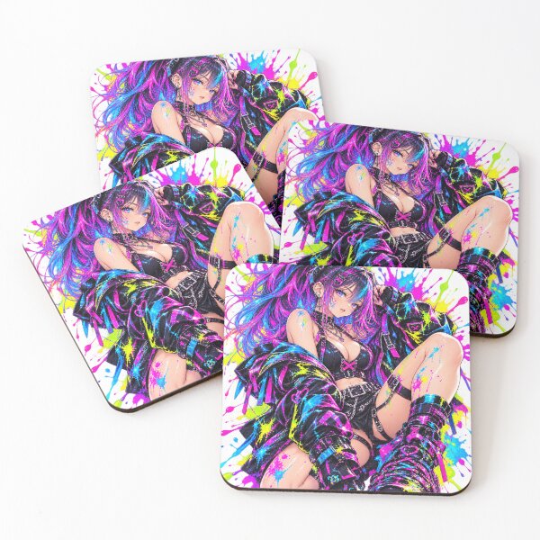 Item preview, Neon Chaos: Cyberpunk Paint Splash Girl designed and sold by Kubbykat.