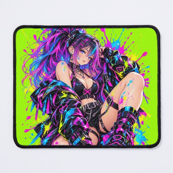 Item preview, Neon Chaos: Cyberpunk Paint Splash Girl designed and sold by Kubbykat.