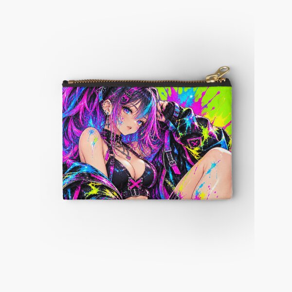 Item preview, Neon Chaos: Cyberpunk Paint Splash Girl designed and sold by Kubbykat.