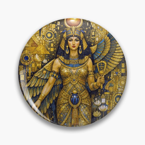 Item preview, Egyptian Goddess Isis Painting in gold an blue designed and sold by GalleryKauffeld.