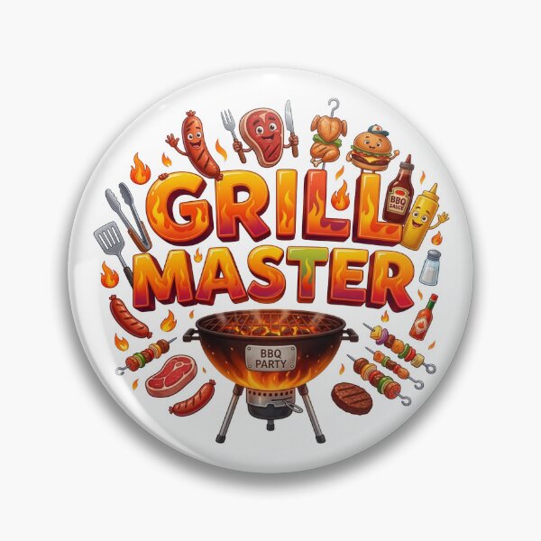 Item preview, Grill Master BBQ Party Fiery Cartoon Typography designed and sold by KMKDesignStudio.