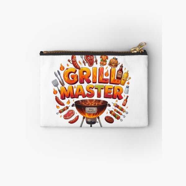 Item preview, Grill Master BBQ Party Fiery Cartoon Typography designed and sold by KMKDesignStudio.