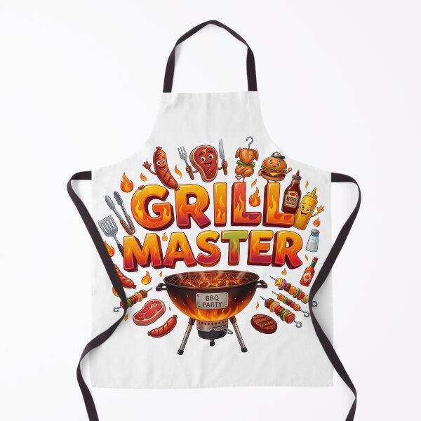 Item preview, Grill Master BBQ Party Fiery Cartoon Typography designed and sold by KMKDesignStudio.
