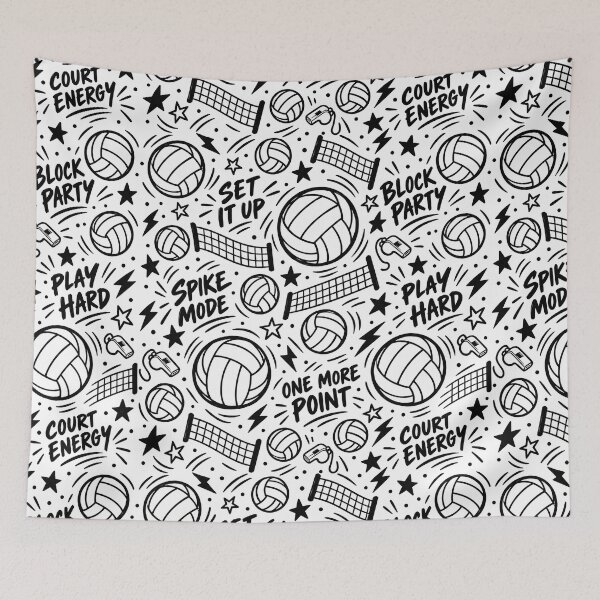 Item preview, Volleyball Doodle Quotes Black and White Pattern designed and sold by SayMaria.
