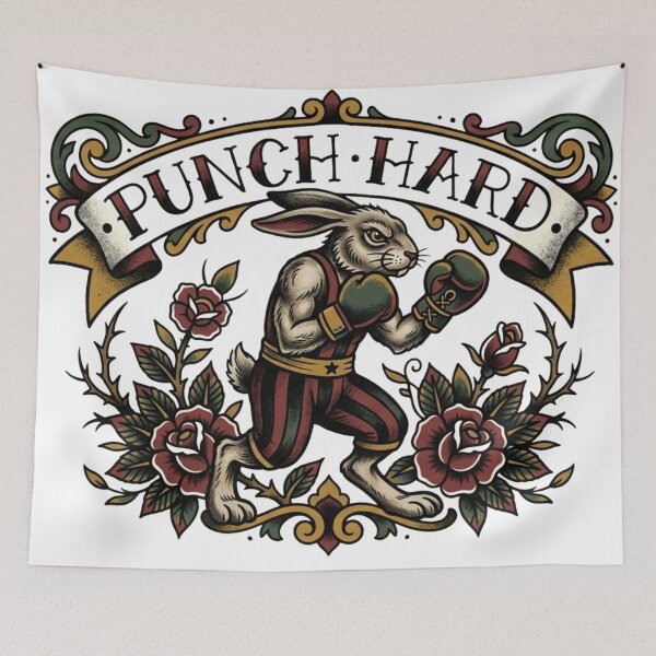 Item preview, Traditional Tattoo Boxing Rabbit Vintage Punch Hard Art designed and sold by Martial-Art-23.