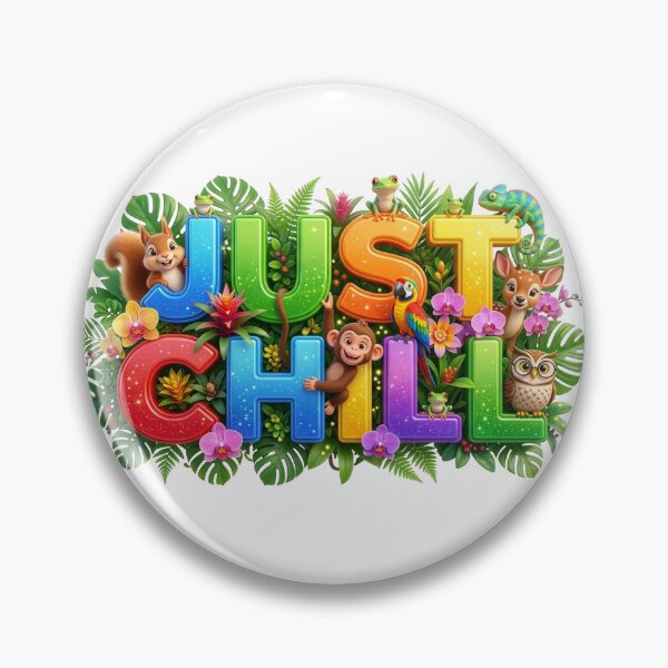Item preview, Just Chill 3D Glitter Jungle Animals Typography designed and sold by KMKDesignStudio.