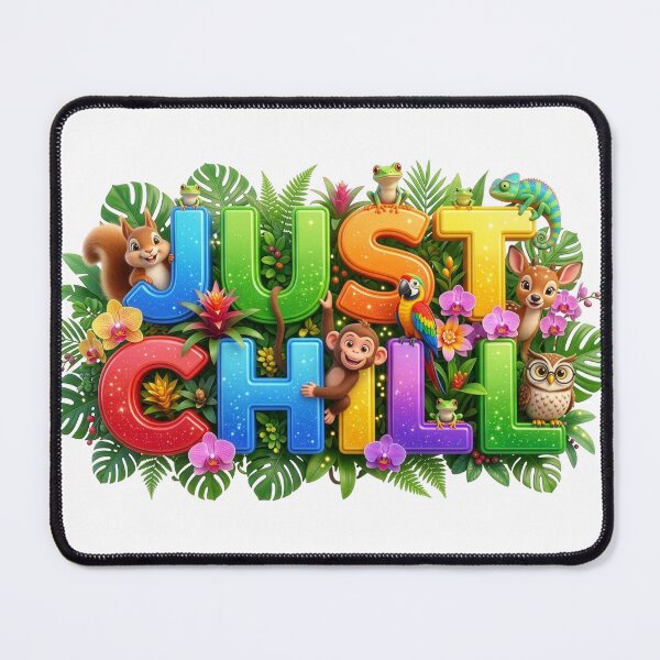 Item preview, Just Chill 3D Glitter Jungle Animals Typography designed and sold by KMKDesignStudio.