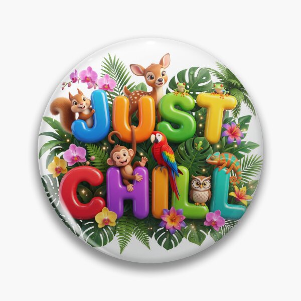 Item preview, Just Chill Cute Jungle Animals 3D Typography designed and sold by KMKDesignStudio.