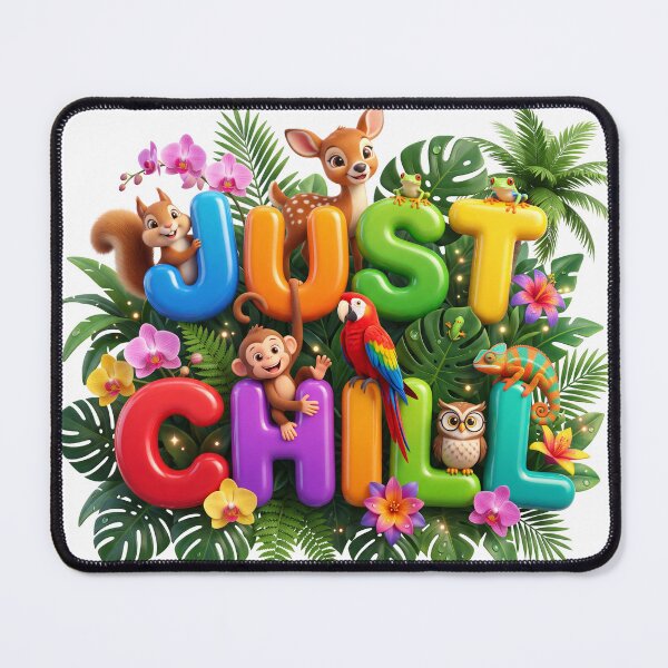 Item preview, Just Chill Cute Jungle Animals 3D Typography designed and sold by KMKDesignStudio.