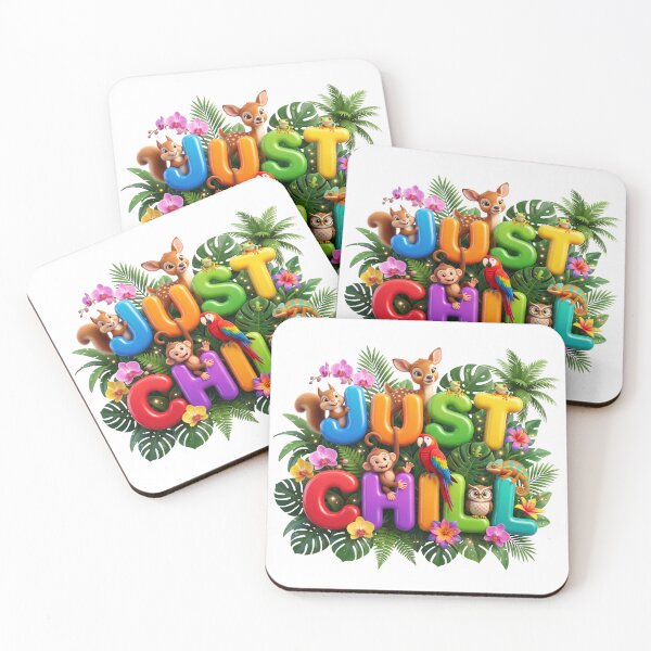 Item preview, Just Chill Cute Jungle Animals 3D Typography designed and sold by KMKDesignStudio.