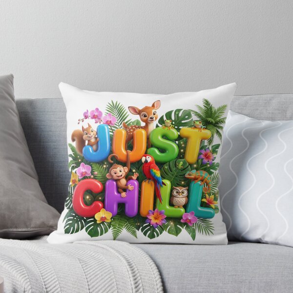 Item preview, Just Chill Cute Jungle Animals 3D Typography designed and sold by KMKDesignStudio.