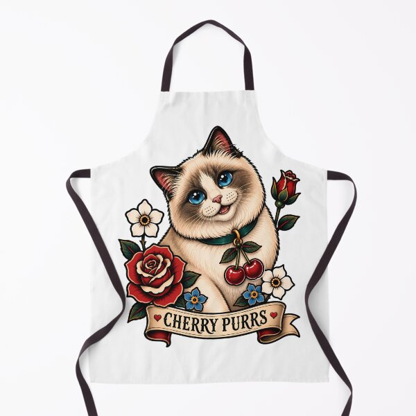 Item preview, Cherry Purrs Cat Cute Ragdoll Cherry Vintage Tattoo designed and sold by Old's Cool Cat Studio.