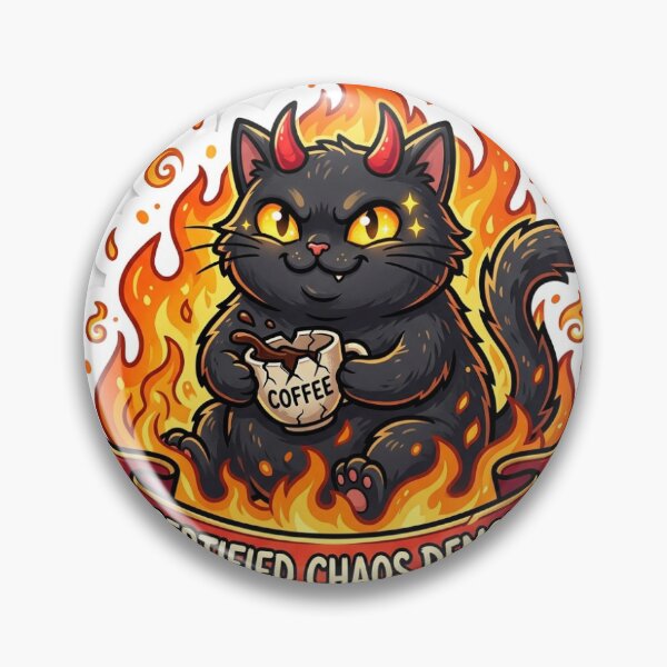 Item preview, Certified Chaos Demon Funny Black Cat Coffee Lover Sticker designed and sold by RetroVibe Supply.