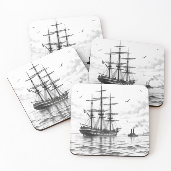 Item preview, Vintage Sailing Ship on the Ocean designed and sold by NorthPeak Studio.