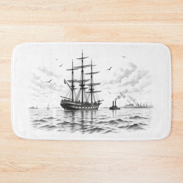 Item preview, Vintage Sailing Ship on the Ocean designed and sold by NorthPeak Studio.