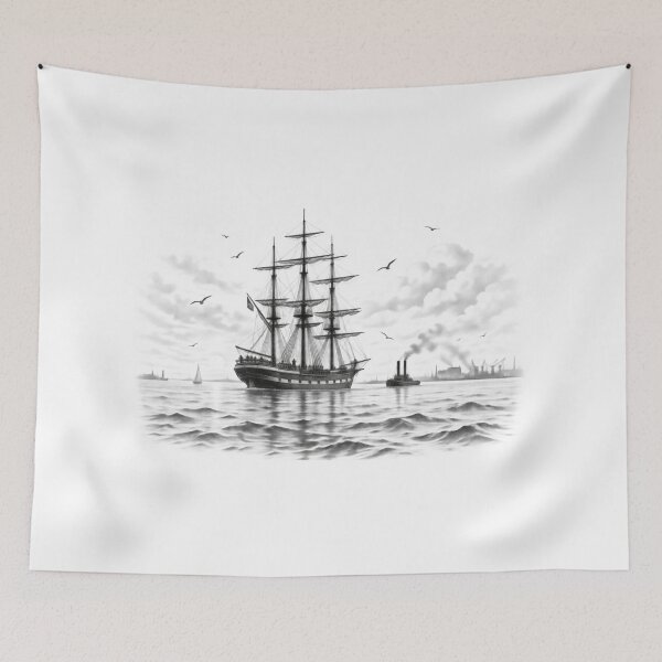 Item preview, Vintage Sailing Ship on the Ocean designed and sold by NorthPeak Studio.