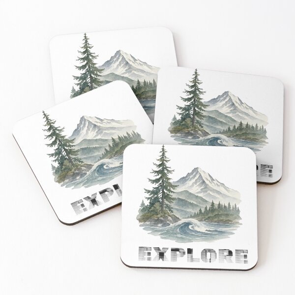Item preview, Watercolor Mountain River Explore Adventure designed and sold by KMKDesignStudio.