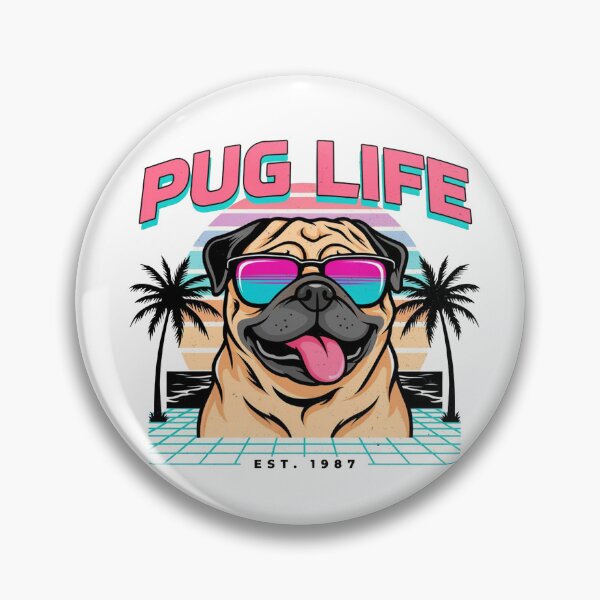 Artikelvorschau, Kopie von Kopie von Kopie von Retro Synthwave Pug Life entworfen und verkauft von KMKDesignStudio.