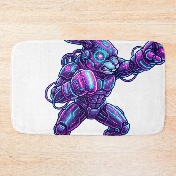 Item preview, Cyberpunk Neon Boxing Rabbit Futuristic Synthwave Fighter designed and sold by Martial-Art-23.