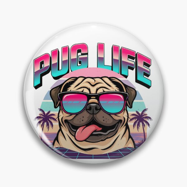 Artikelvorschau, Kopie von Retro Synthwave Pug Life entworfen und verkauft von KMKDesignStudio.