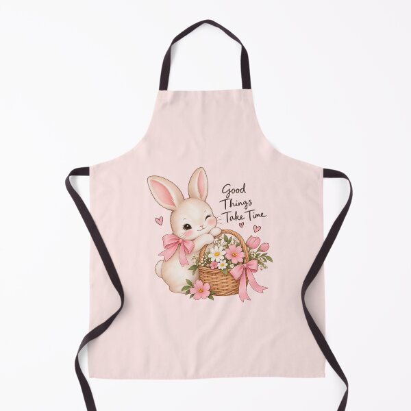 Item preview, Cute Bunny With Flower Basket – Good Things Take Time designed and sold by StickyDelights.