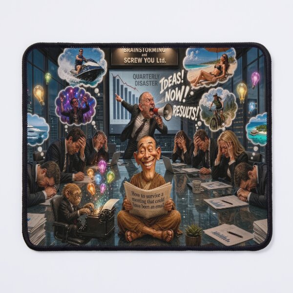 Item preview, Brainstorming Stressed Business People Thinking of Vacation designed and sold by The Brother Wu Collection.
