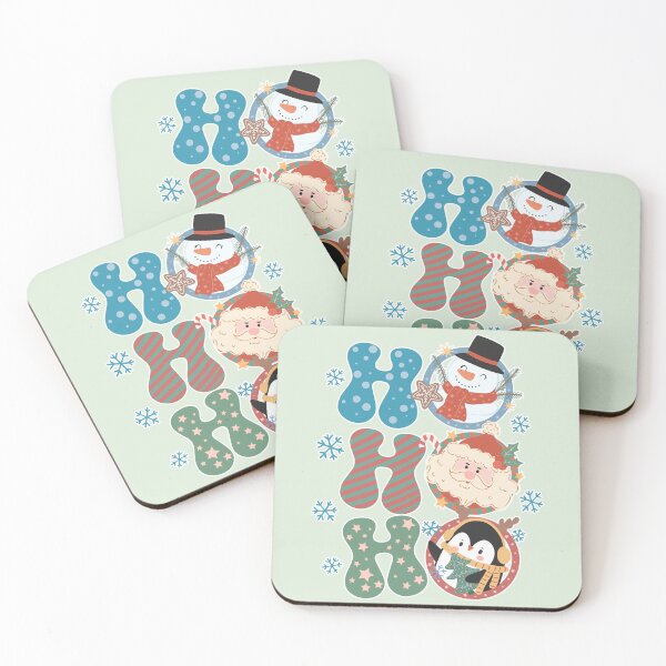 Item preview, Retro Ho Ho Ho Christmas Snowman Santa Claus & Penguin, Vintage Holiday designed and sold by zozo-shop.